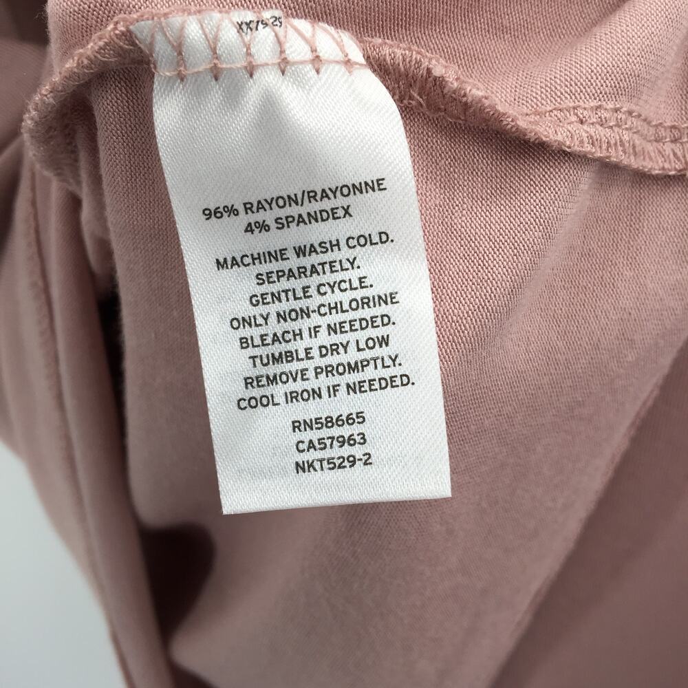 14th & Union Mock Neck Tie Back T-Shirt Top Blush Medium - Picture 5 of 5